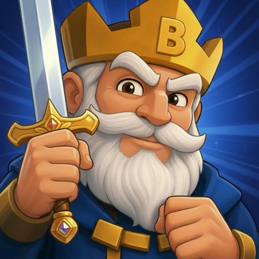 BitKing app icon: a young king raising a sword